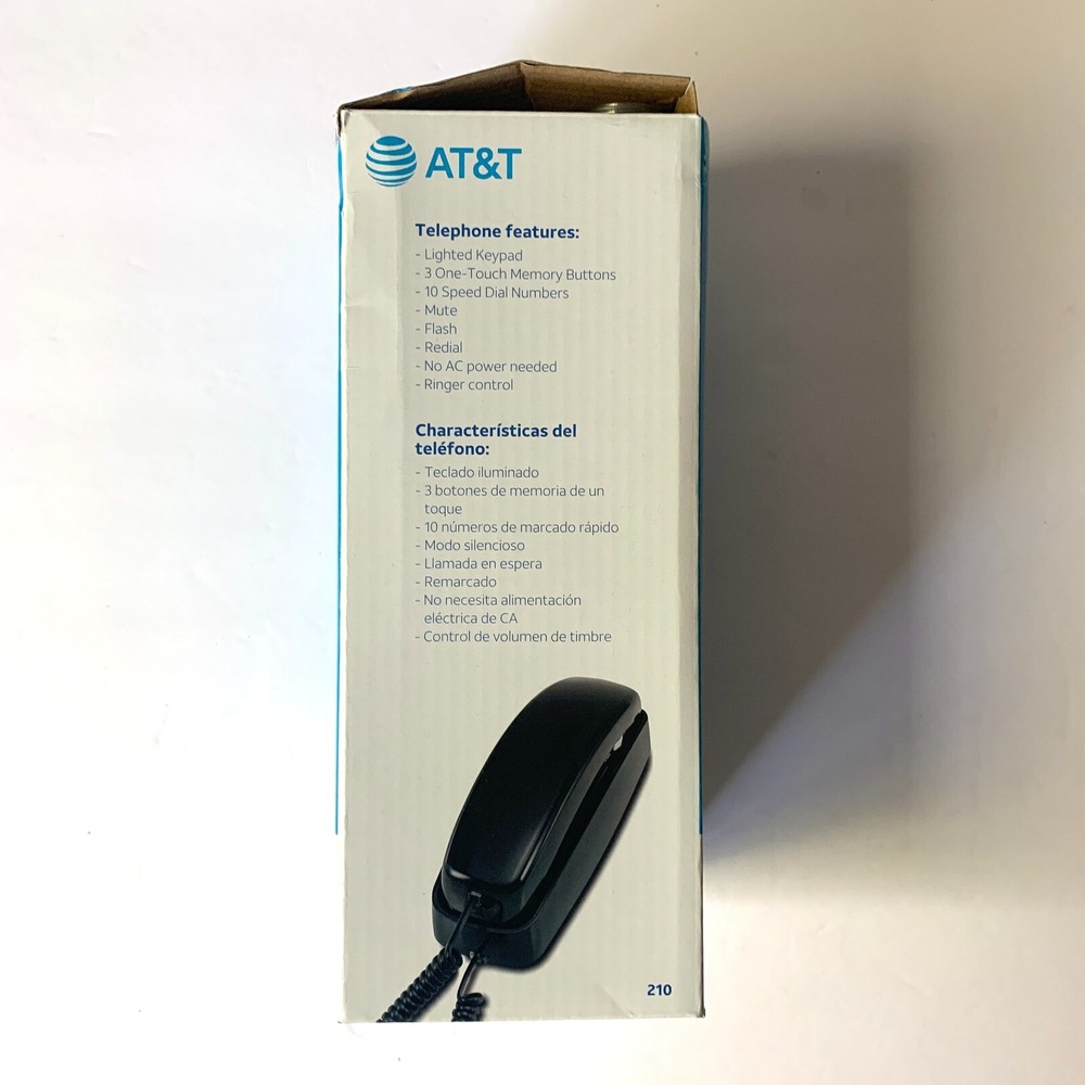 AT&T 210 Black Trimline Telephone w/13 Number Memory Additional Features w/ Box‎ - Picture 5 of 13